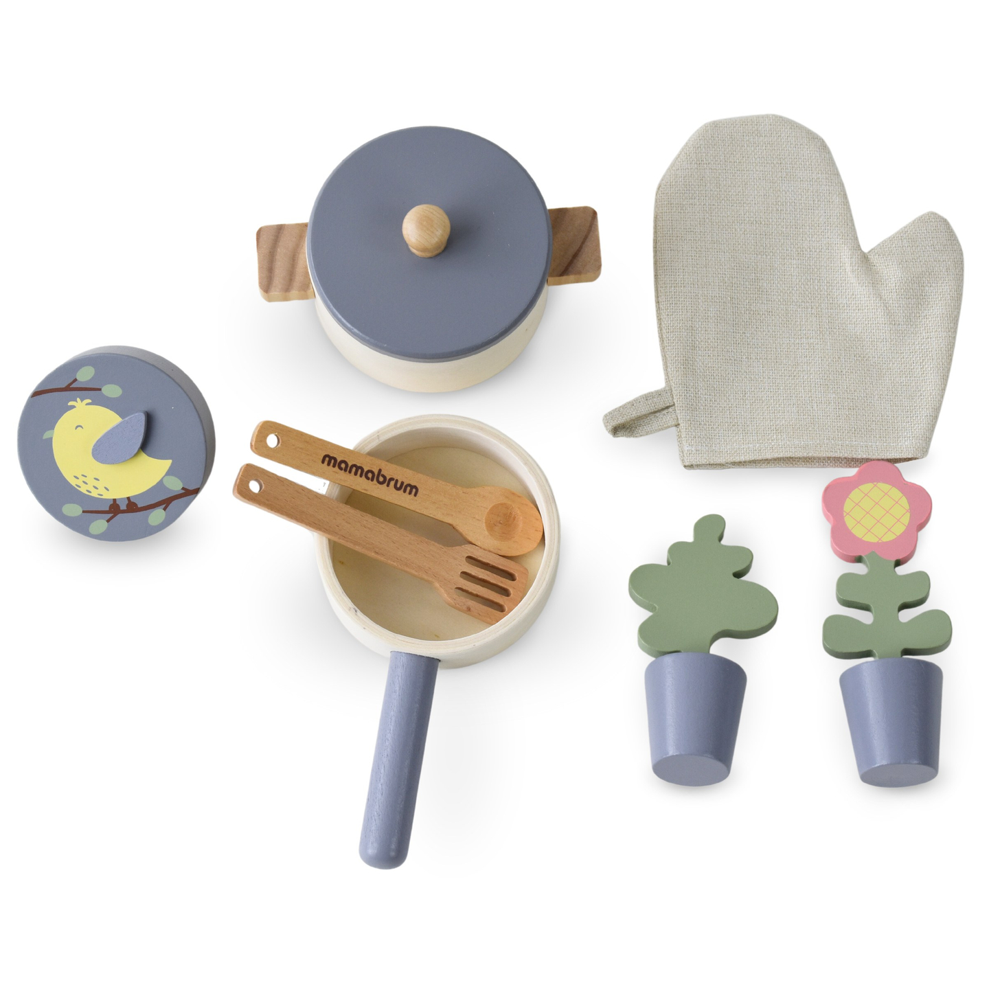 Дървена градинска кухня с аксесоари - естествено бохо