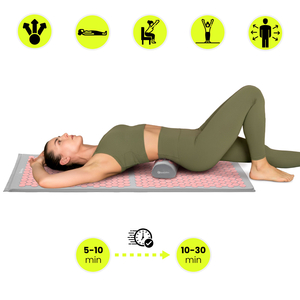 Голяма постелка за акупресура с възглавница и калъф - 130 см HyperMotion сиво и розово