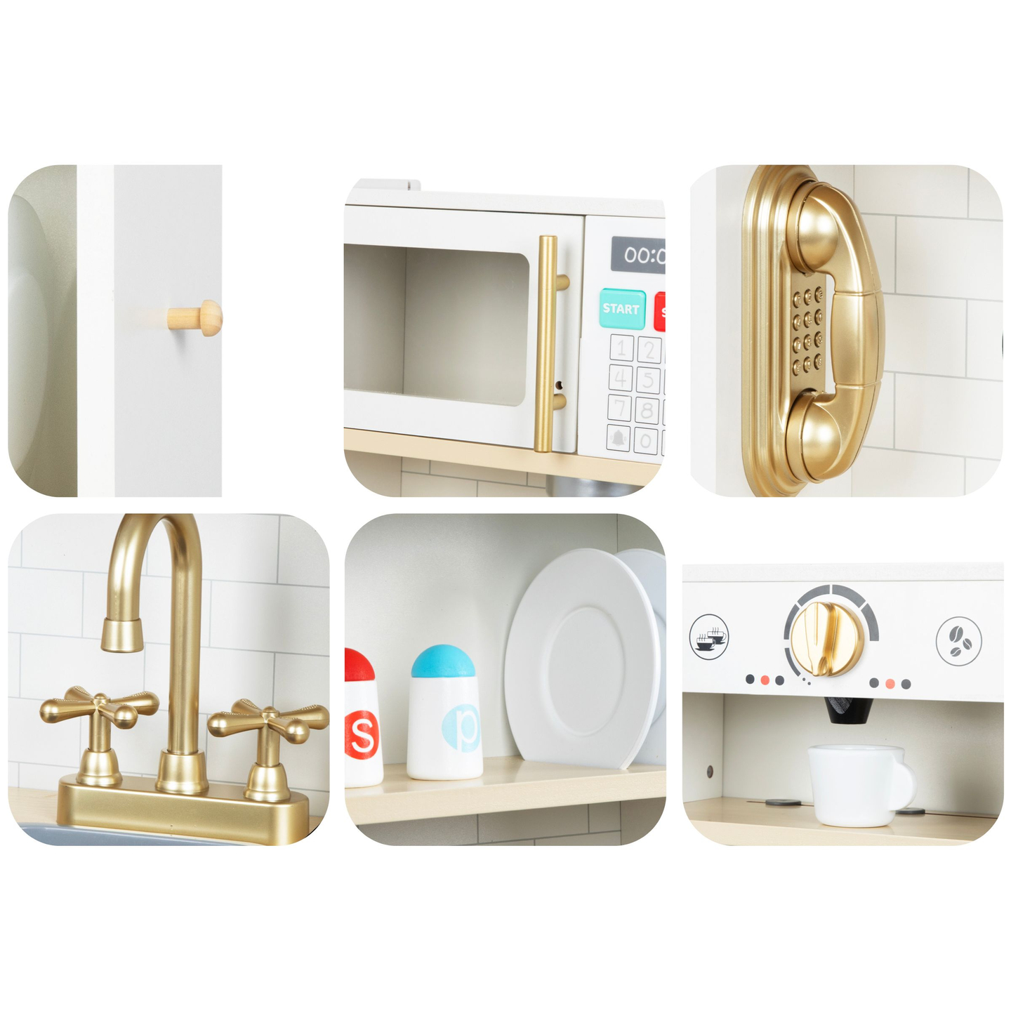 Интерактивна XXL дървена кухня с аксесоари и LED осветление - на две нива