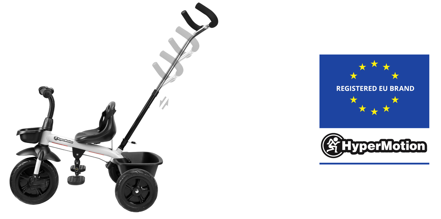 HyperMotion TOBI VECTOR триколка - вечни надуваеми колела + щанга за бутане. Цвят: светло сив.