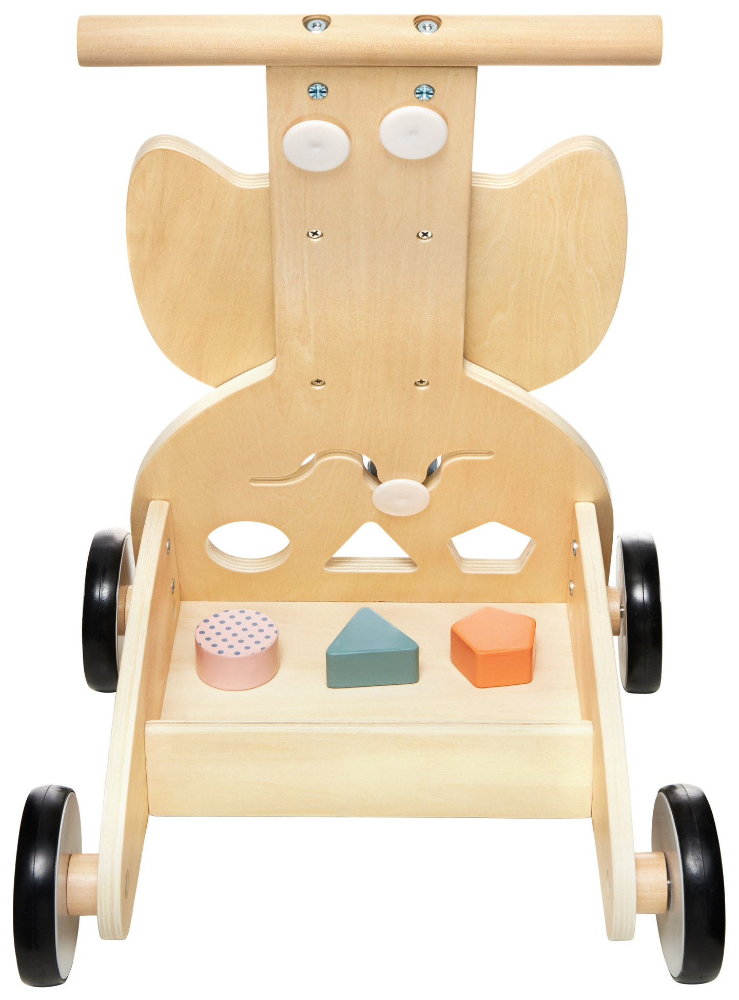 Дървена мултифункционална проходилка - буталка - количка с блокчета - Сова