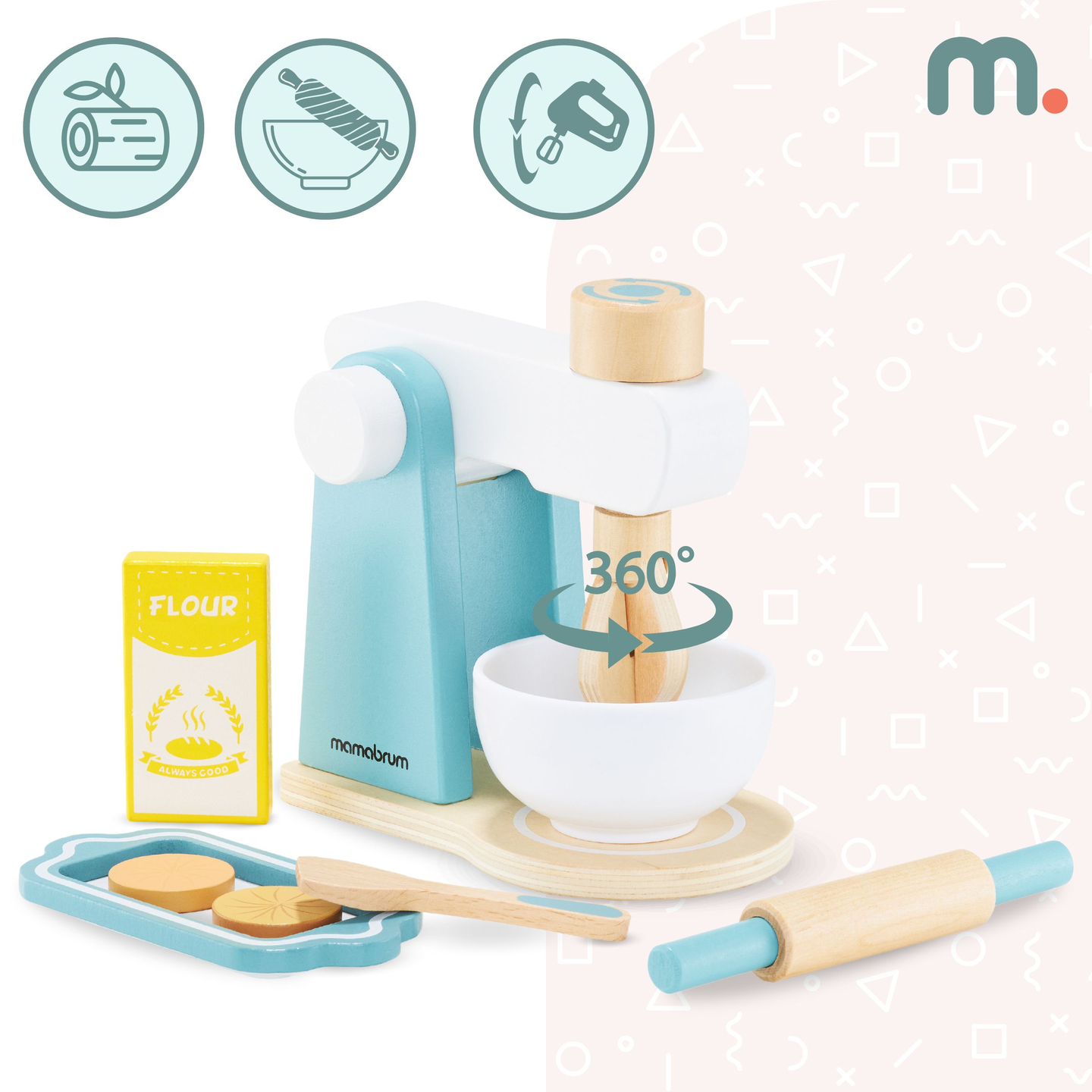 Дървен миксер с аксесоари