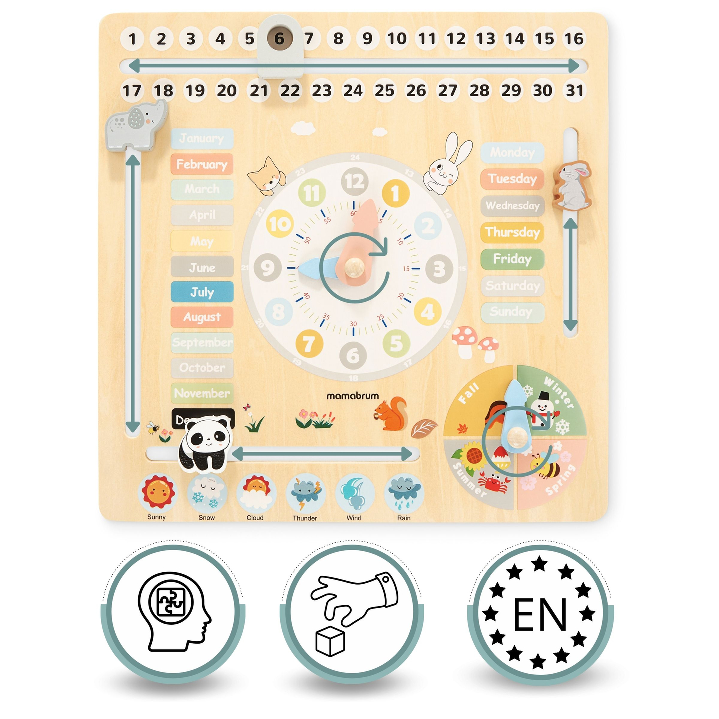 Дървен детски календар 6в1