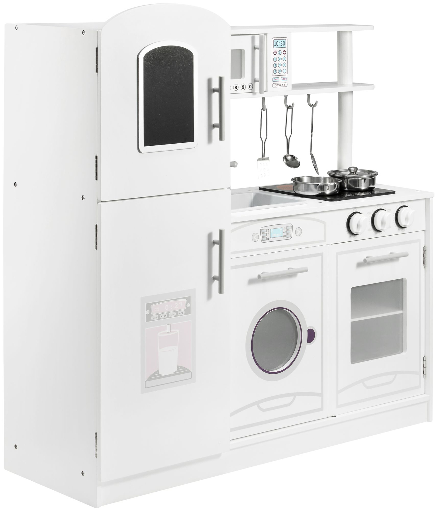 Големи дървени бели кухненски аксесоари и престилка