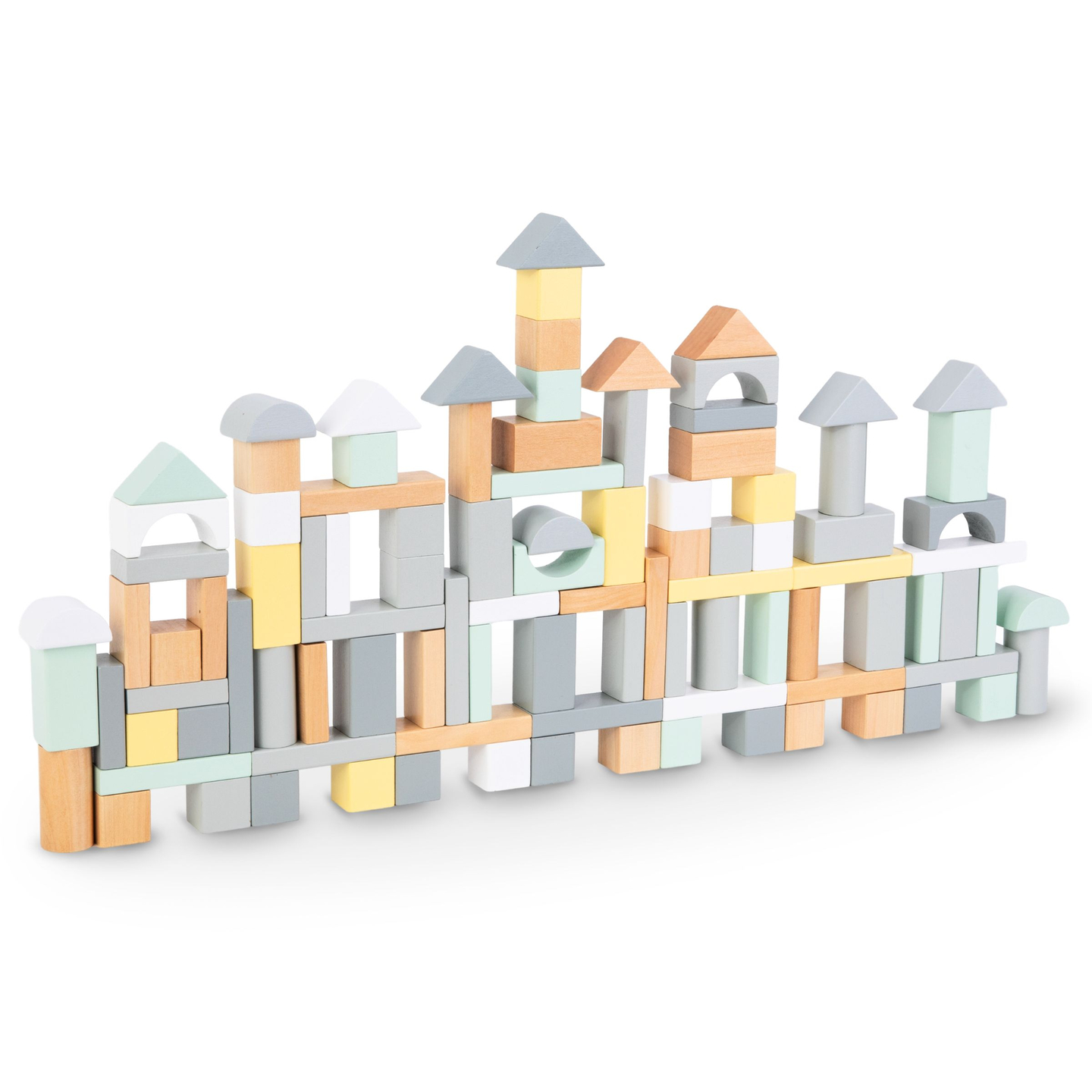 Пастелни дървени блокчета - комплект от 100 XL парчета