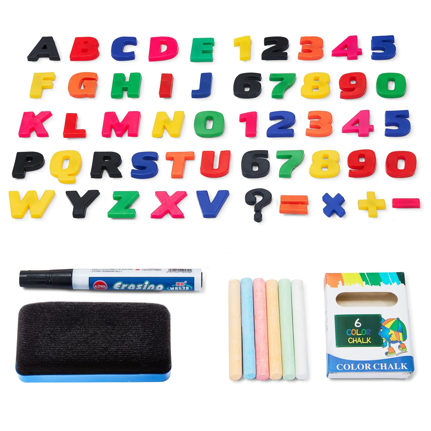 Голяма образователна двустранна дъска: магнитна и тебеширена - дъска за сухо изтриване, дървена