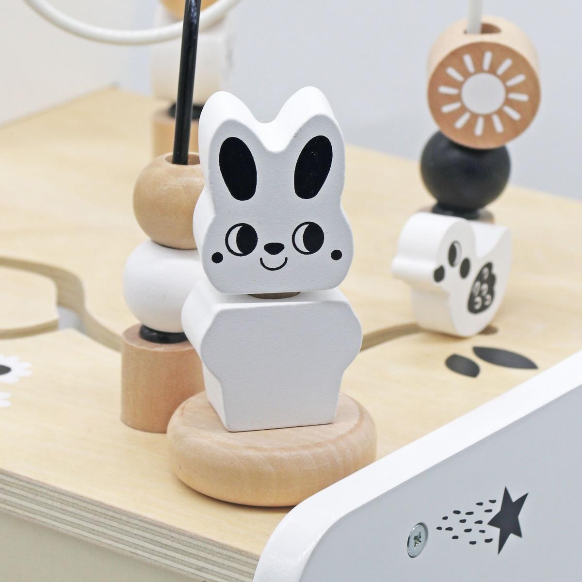 Дървена детска количка 6в1, проходилка с функция за учебна маса