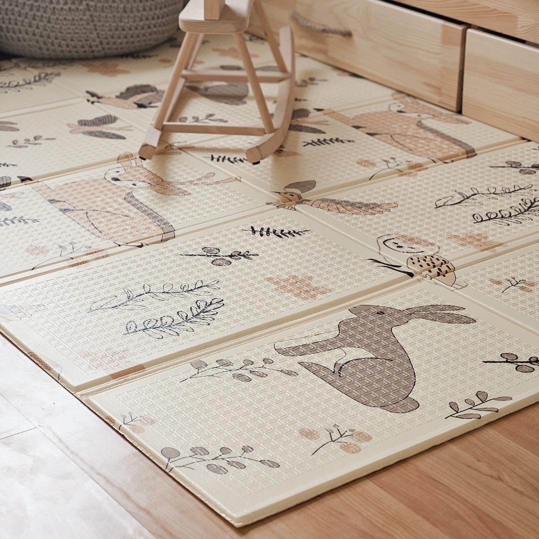 Двустранно сгъваема постелка от дунапрен 180 x 120 x 1cm - Magic Forest/Autumn Streets - boho