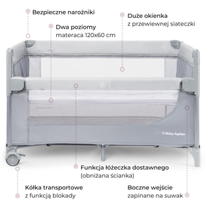 Детско креватче "3 в 1" с маса за повиване, матрак и чанта за носене