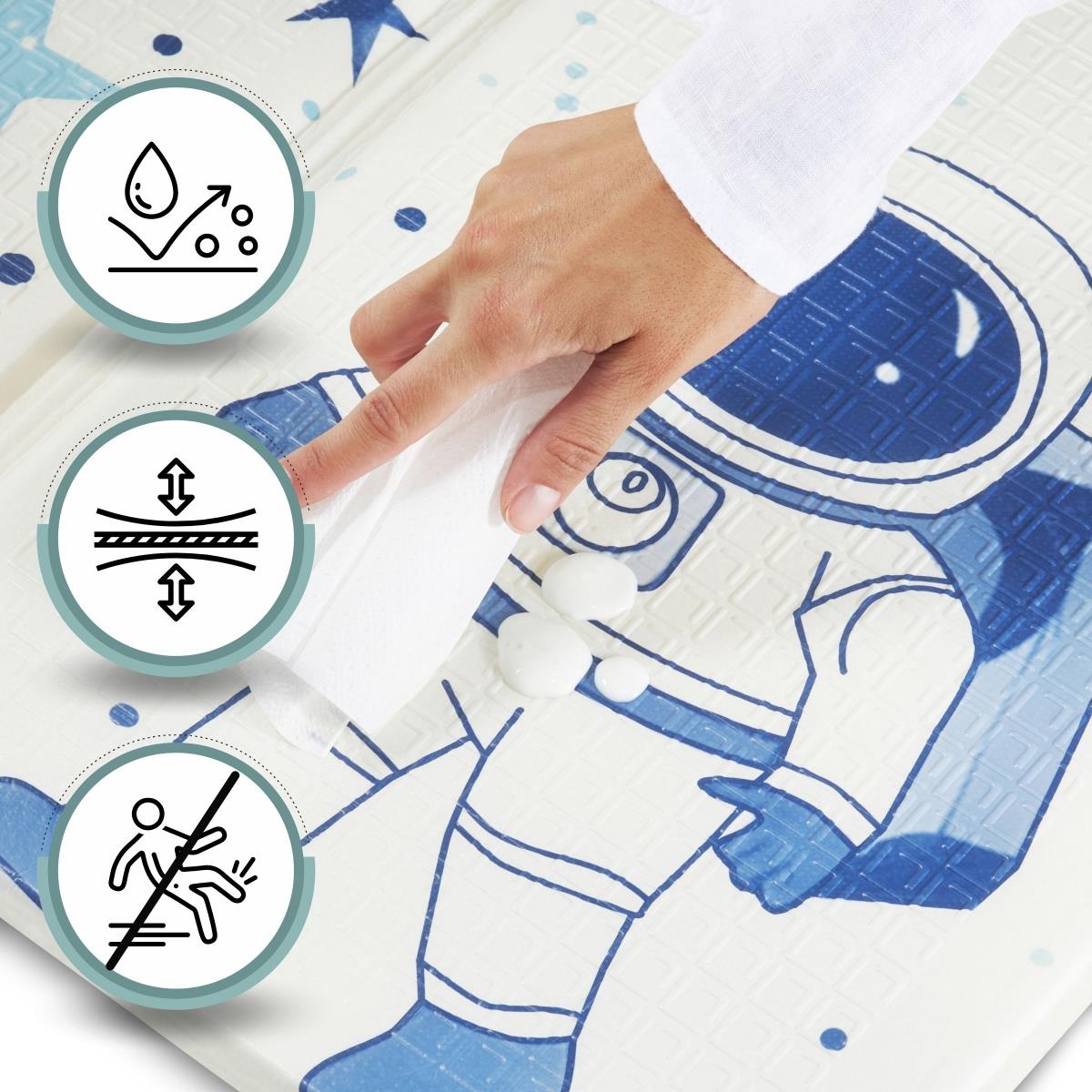 Двустранна сгъваема подложка от пяна 180 x 120 x 1cm - Космос/геометрични триъгълници