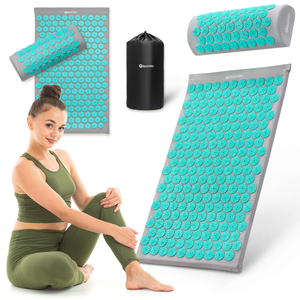 Акупресурна постелка с възглавница и калъф - 72 см HyperMotion сиво-ментово