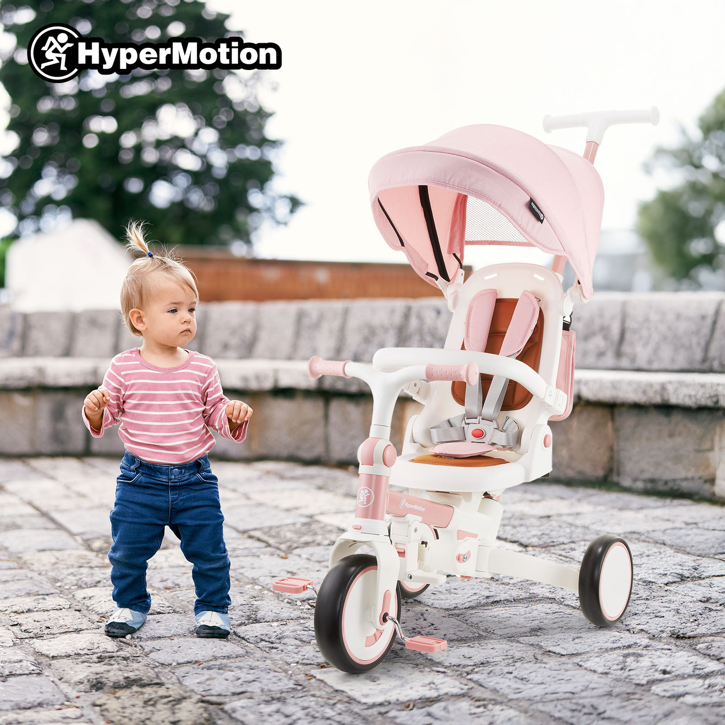 Многофункционална триколка 8в1 TOBI FOREST - розова