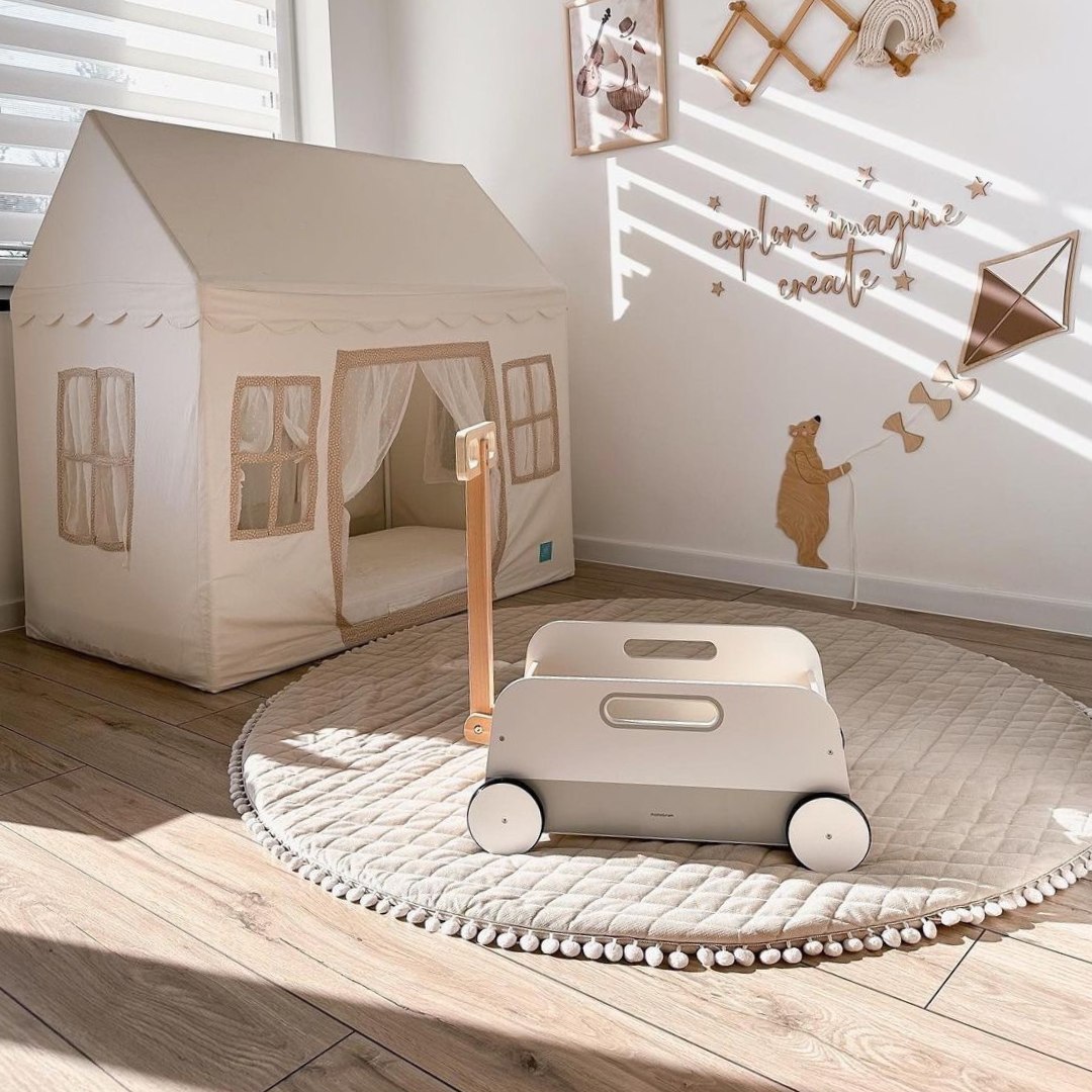 Дървена количка за играчки - ремарке за теглене