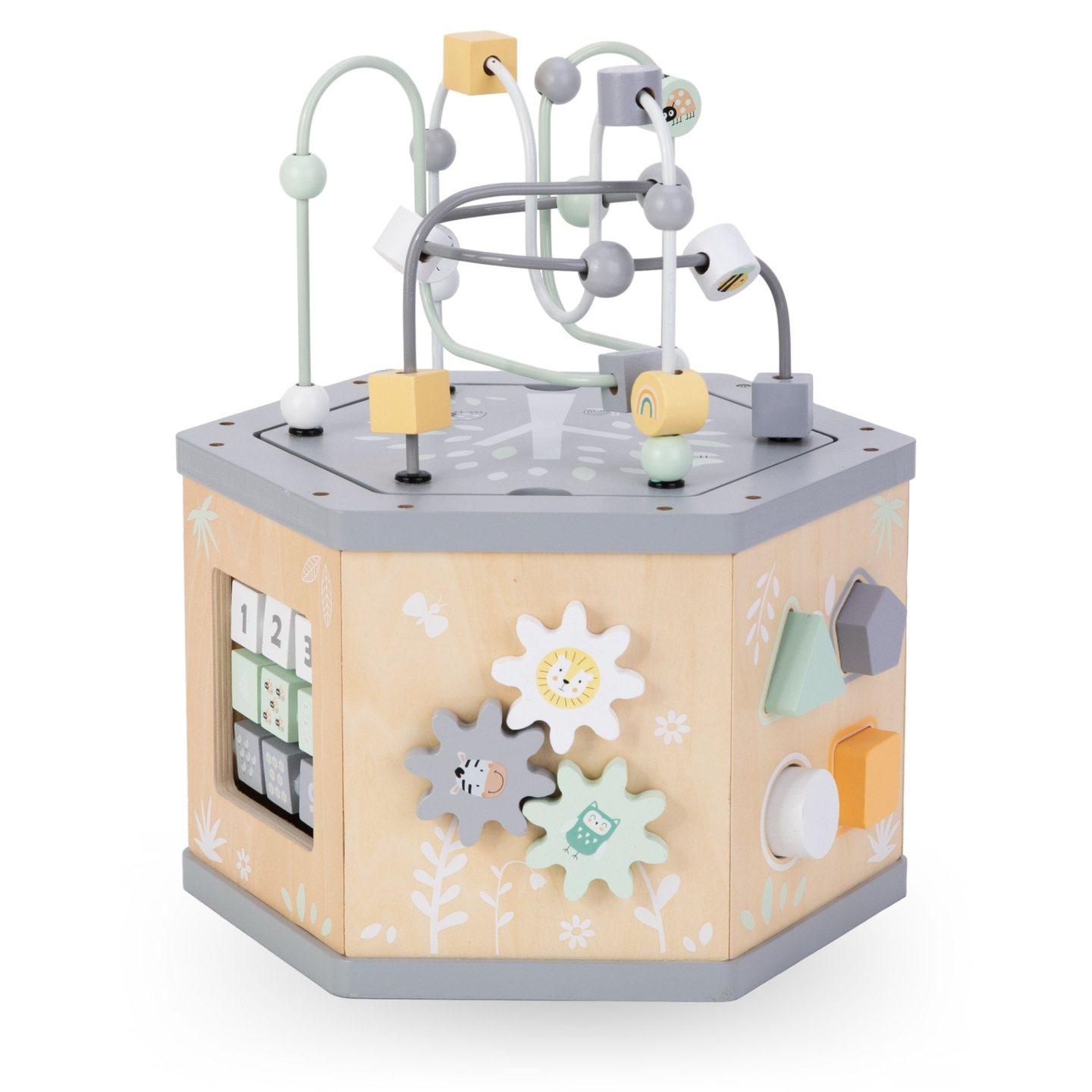 Интерактивен дървен образователен куб 7 в 1 - моторен цикъл