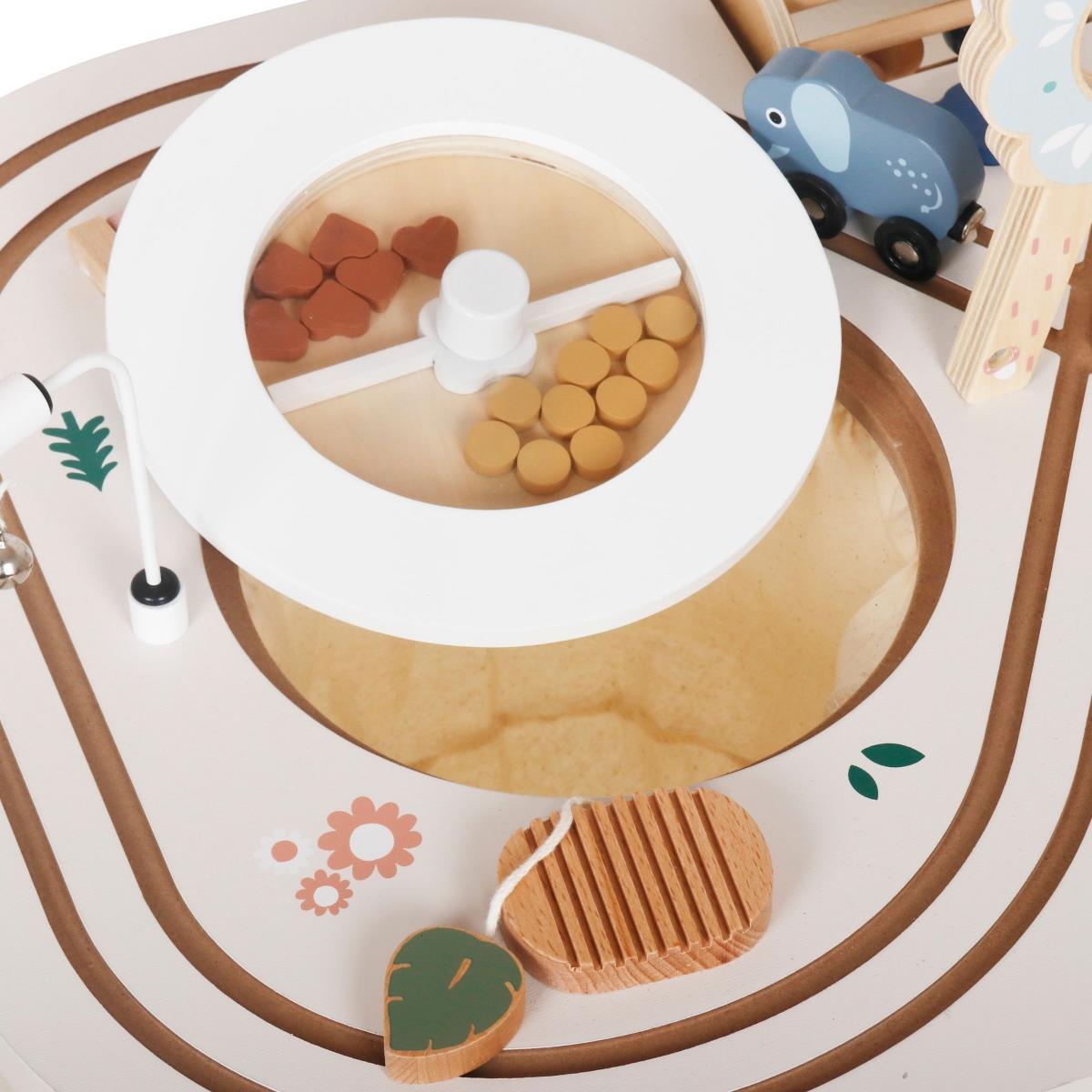 Образователна дървена маса 10в1 с животни и влакче