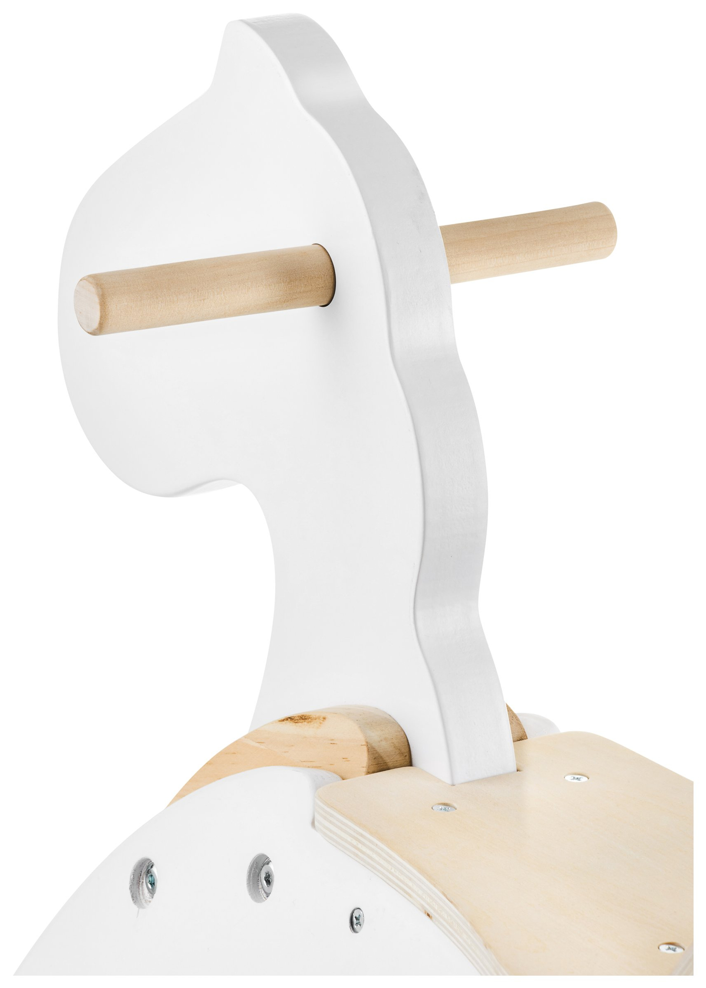 Дървено люлеещо се конче - бяло - от 12 месеца.