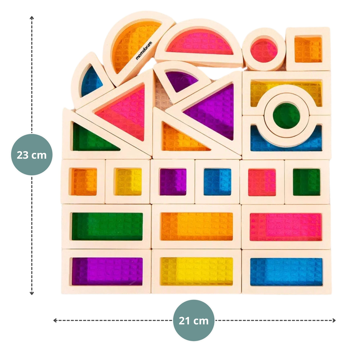 Дървени блокчета Rainbow - 25 елемента