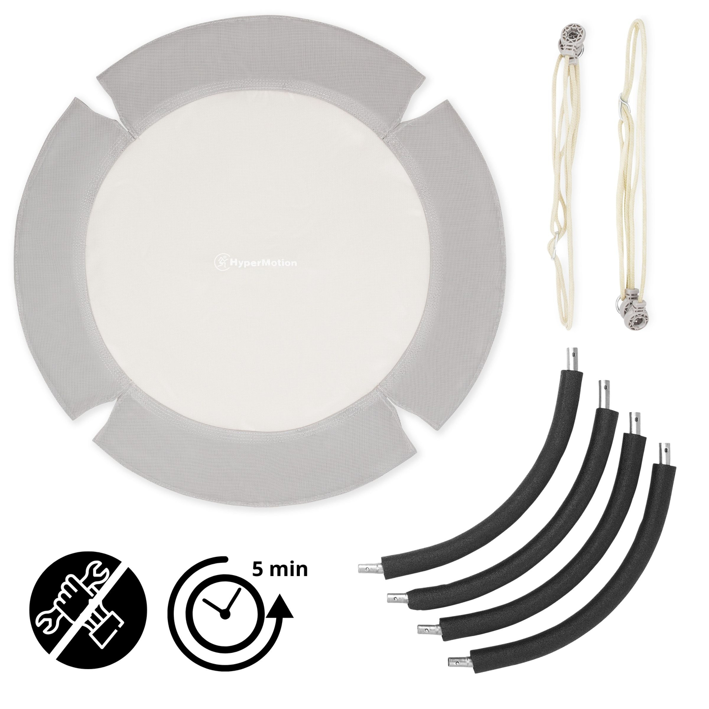 Люлка с щъркелово гнездо HyperMotion - диаметър 100 см, сив цвят