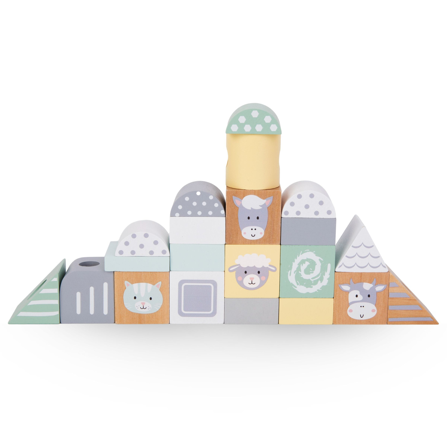 Дървено влакче с блокчета за момче - Ферма