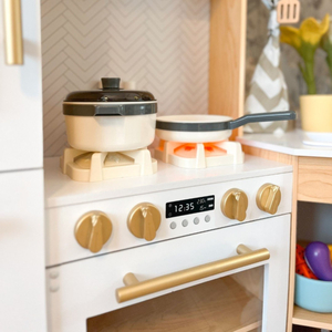 XXXXL голяма дървена интерактивна кухня с LED осветление, пералня, микровълнова печка - 50 елемента