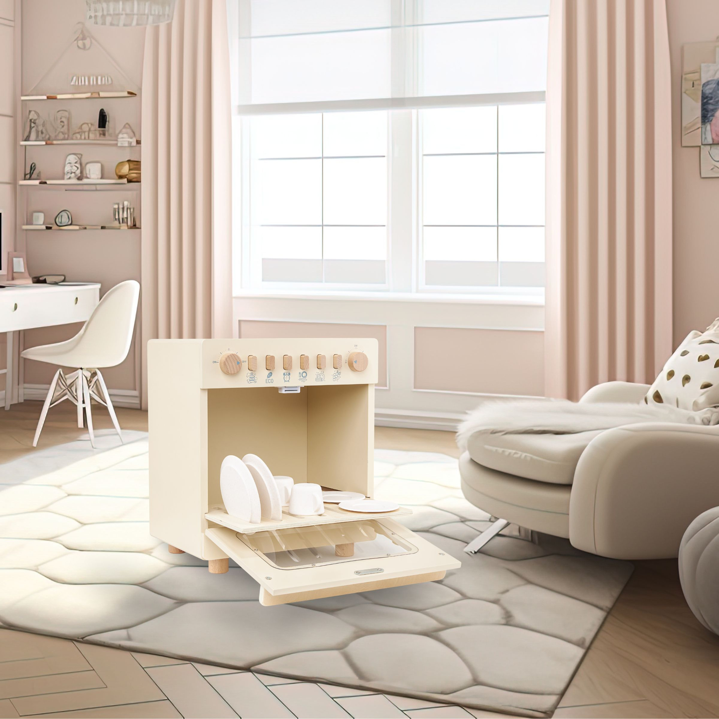 Дървена съдомиялна с аксесоари