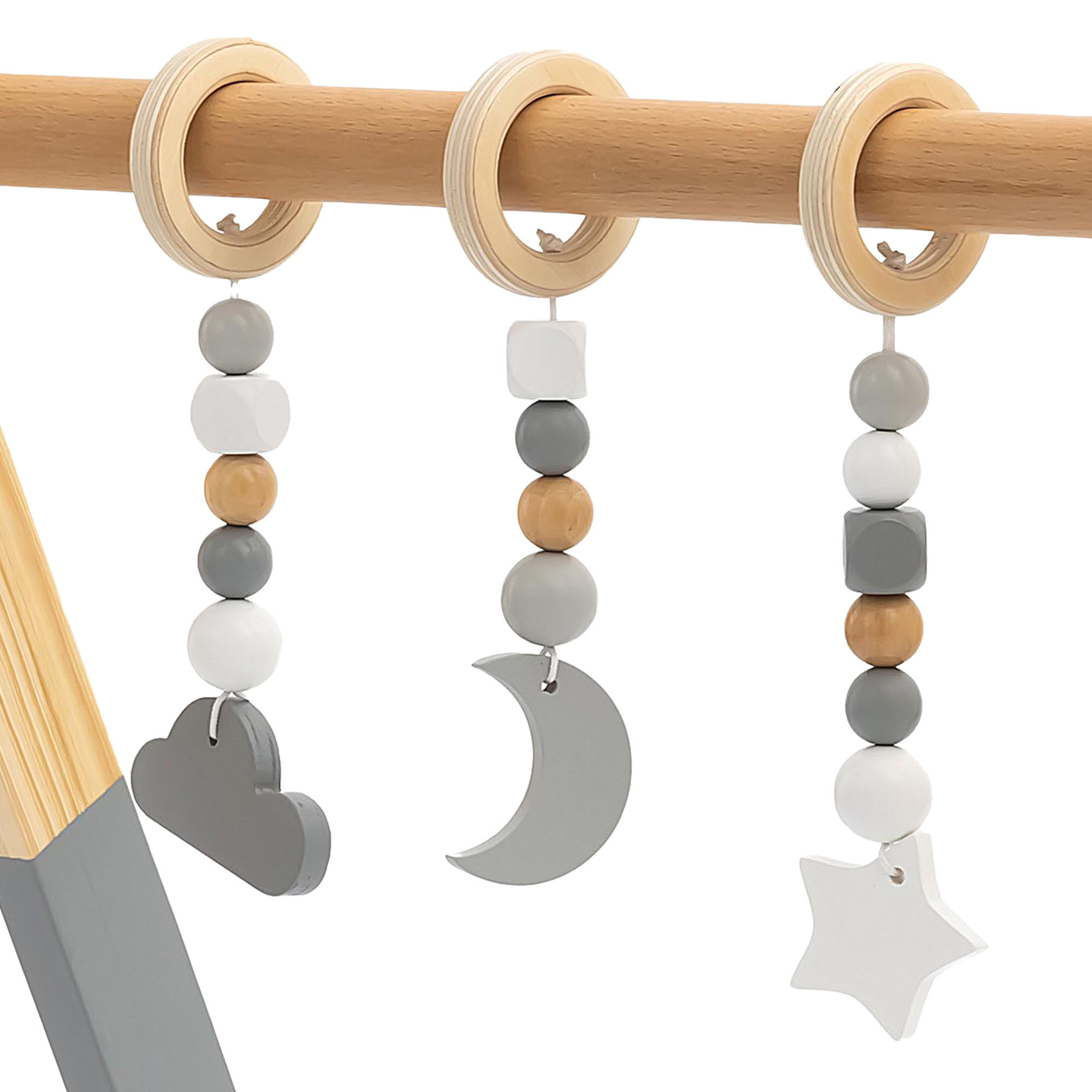 Baby Gym дървена образователна стойка - цвят сив