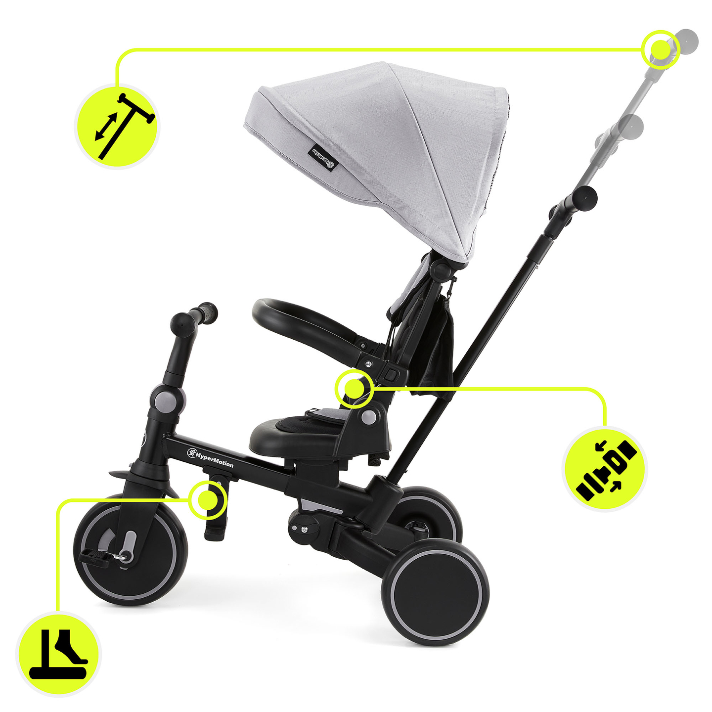 Многофункционална триколка 8в1 TOBI FOREST - сива