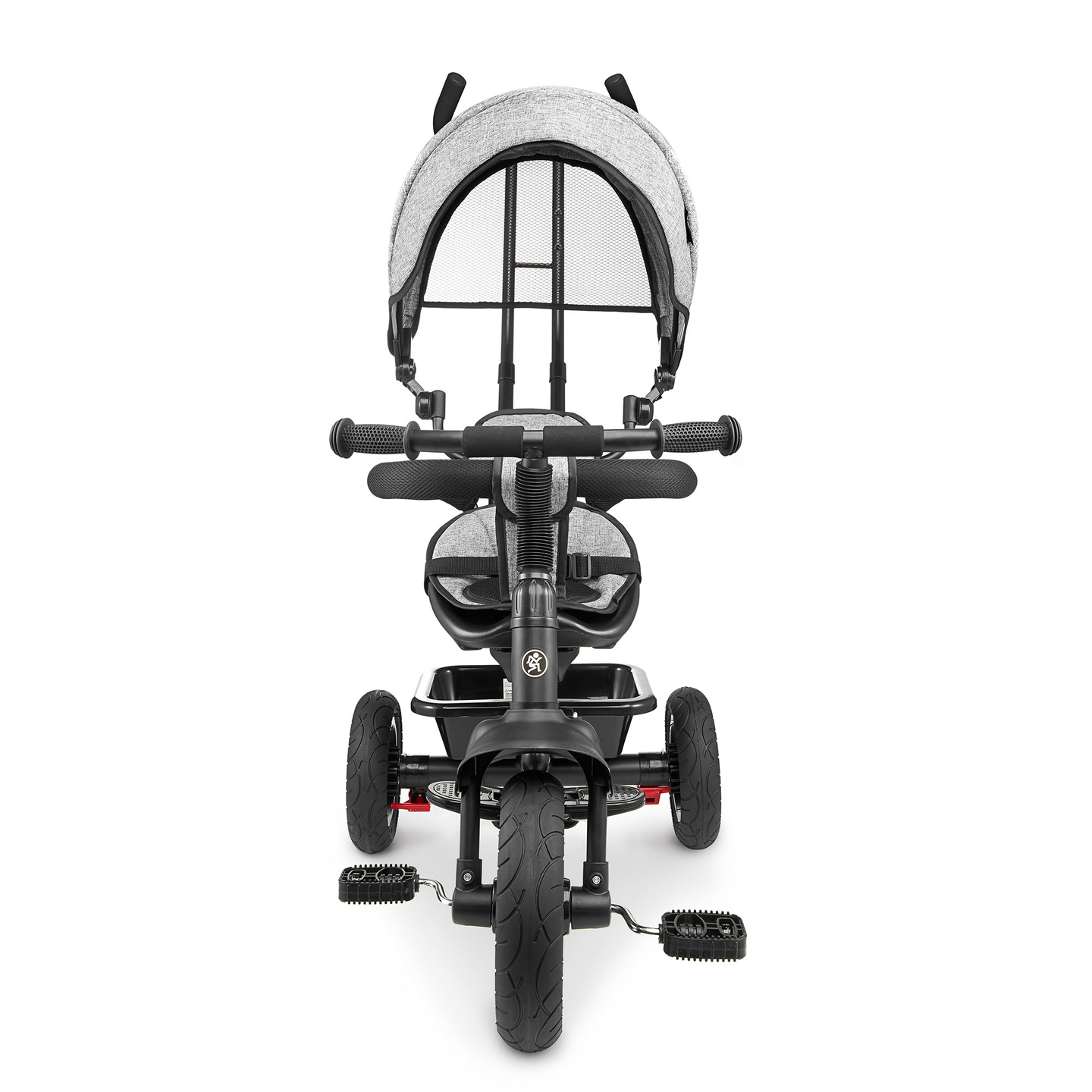 Триколка за деца от 1 до 4 години - TOBI FREY - сив цвят - въртяща се - помпени колела + бутало