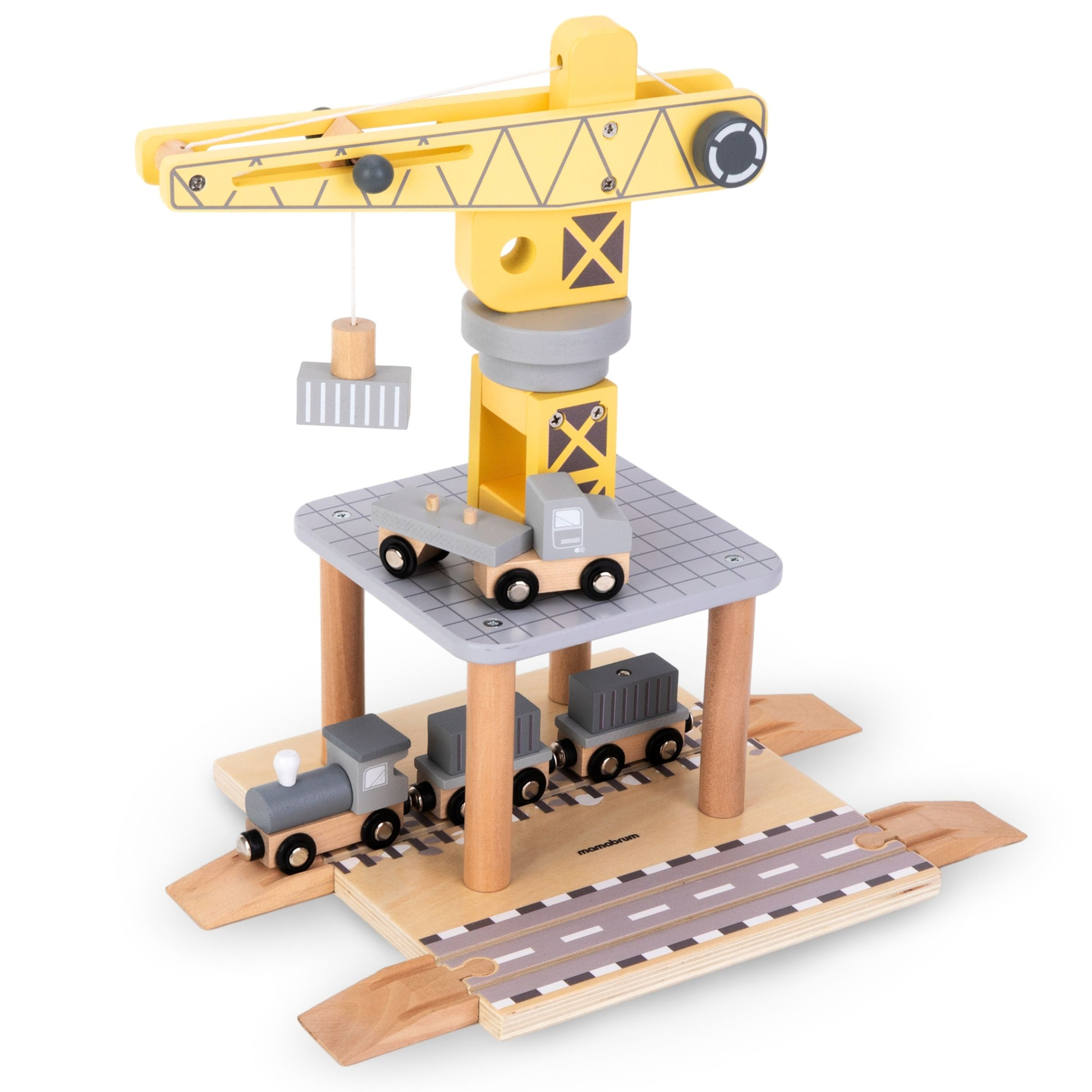 Мобилен пристанищен кран с магнитна лебедка и аксесоари - дървен комплект