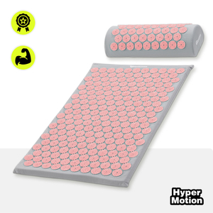 Акупресурна постелка с възглавница и калъф - 72 см HyperMotion сиво и розово