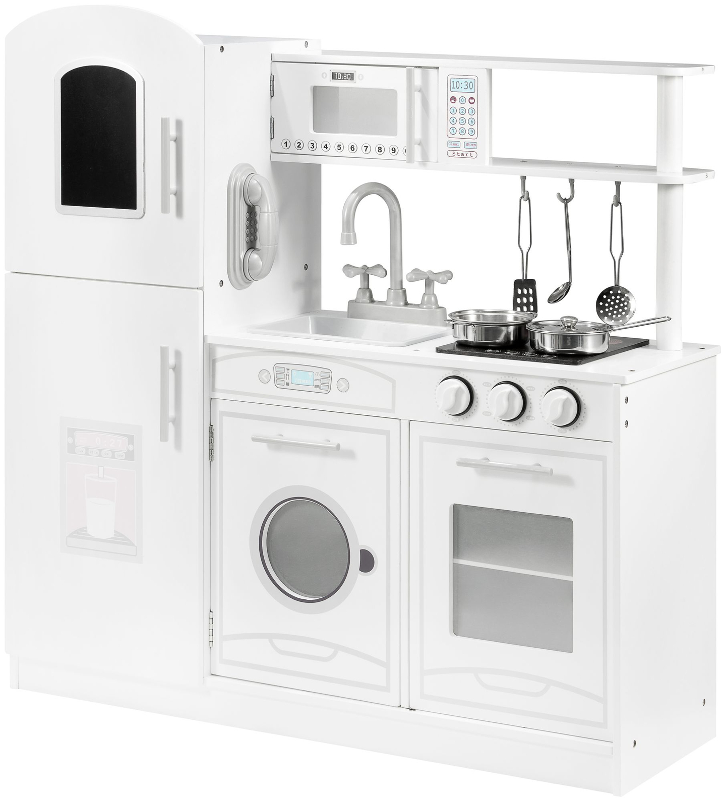 Големи дървени бели кухненски аксесоари и престилка