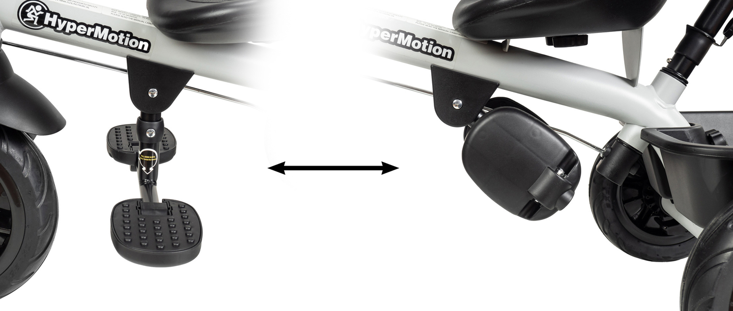 HyperMotion TOBI VECTOR триколка - вечни надуваеми колела + щанга за бутане. Цвят: светло сив.