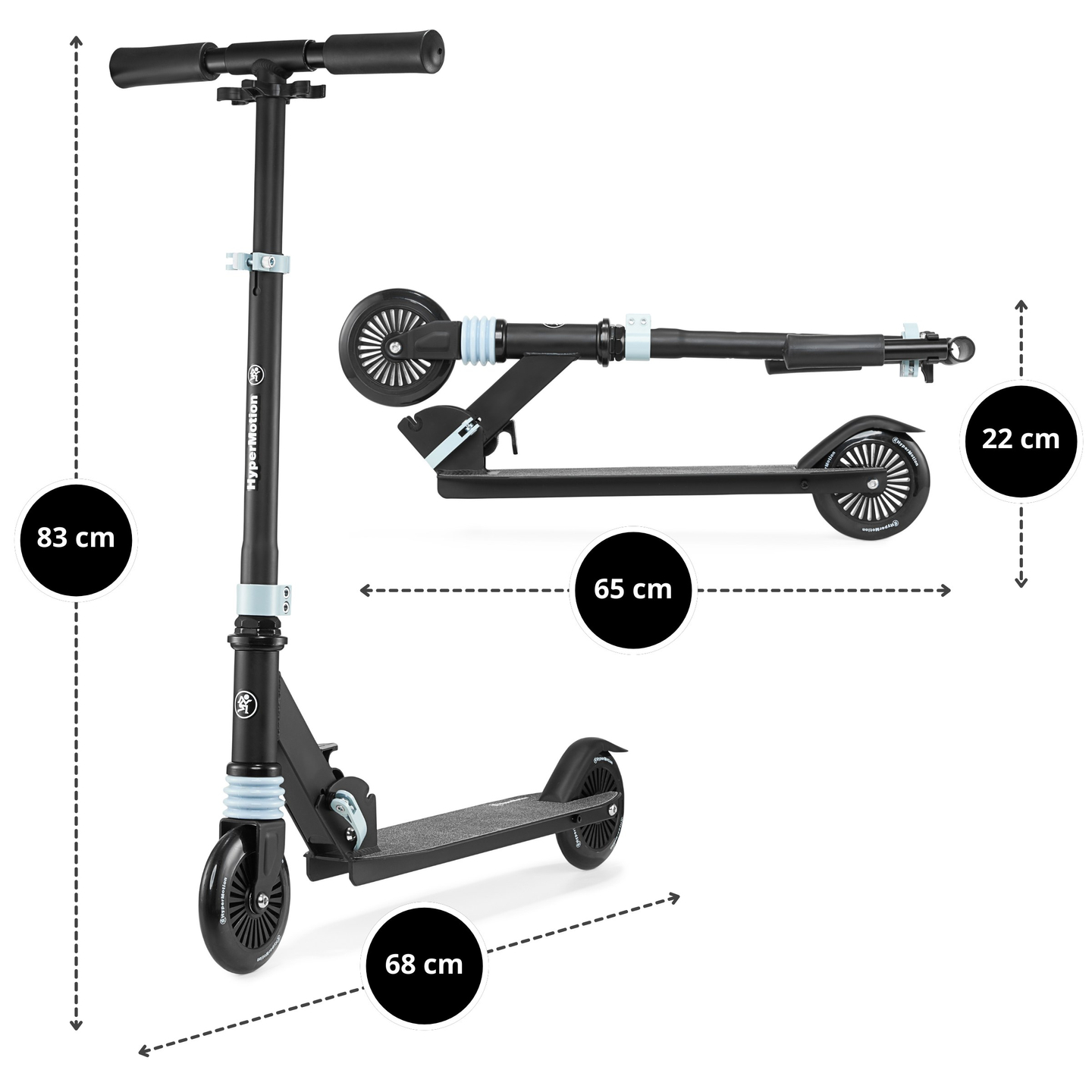 Двуколесен скутер с амортисьор WALLY 4-9 години от HyperMotion чернозелен