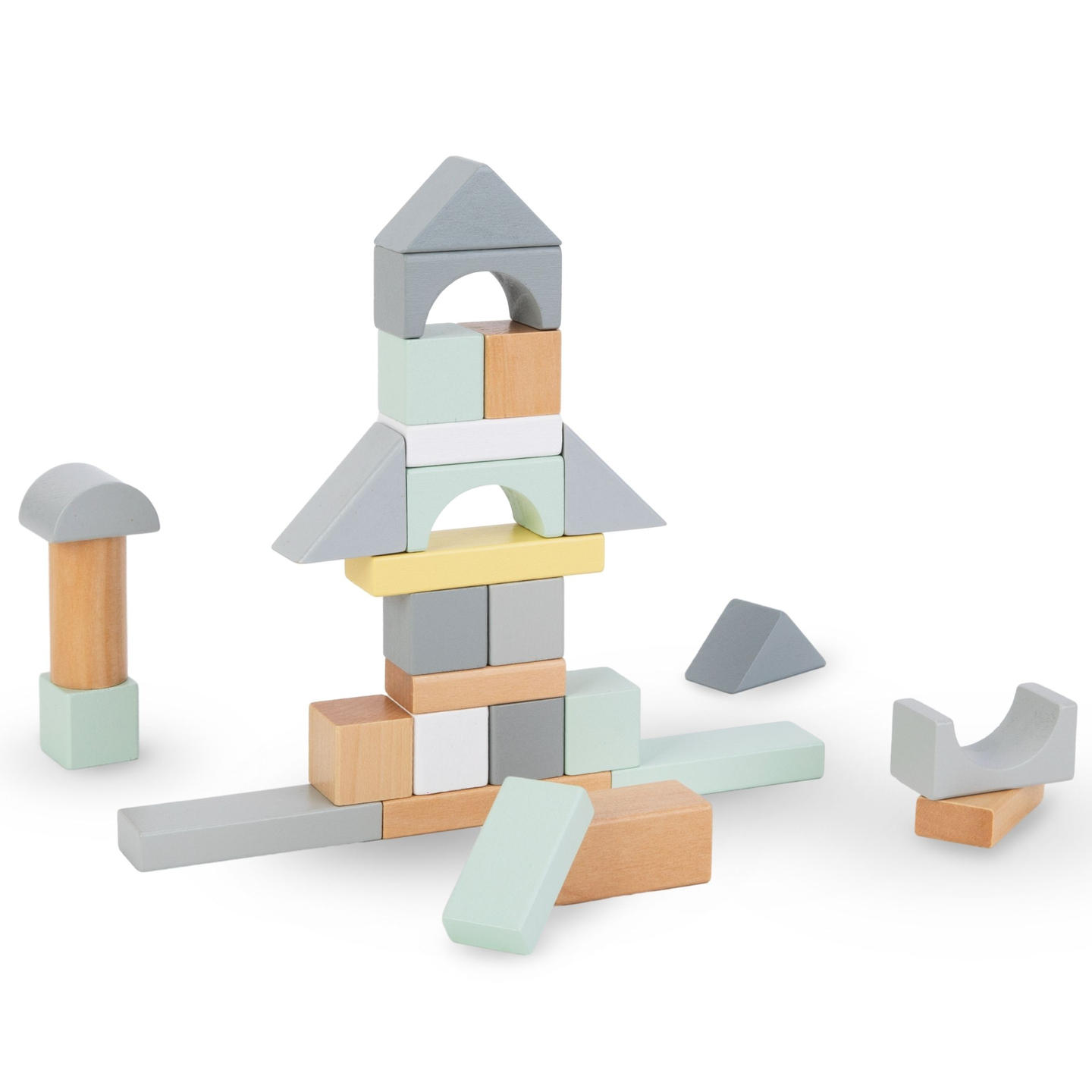 Пастелни дървени блокчета - комплект от 100 XL парчета