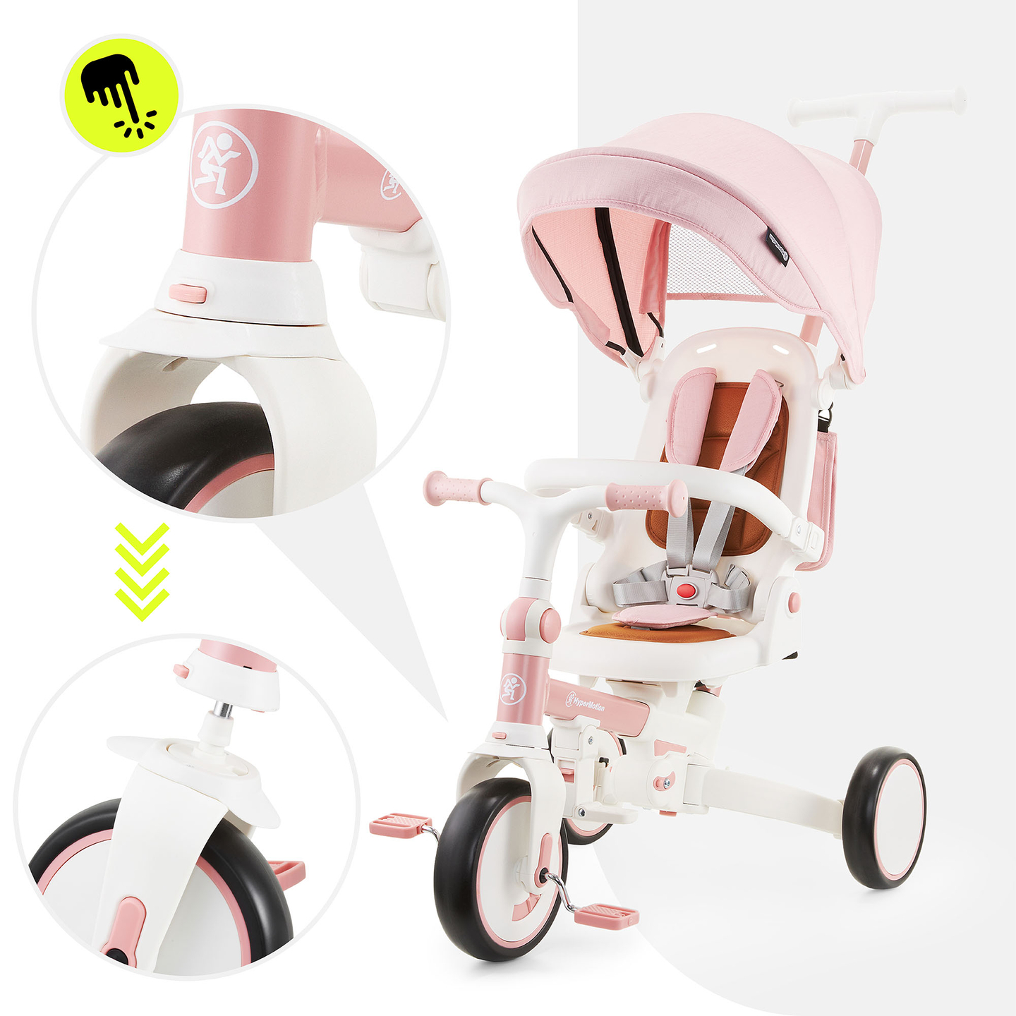 Многофункционална триколка 8в1 TOBI FOREST - розова