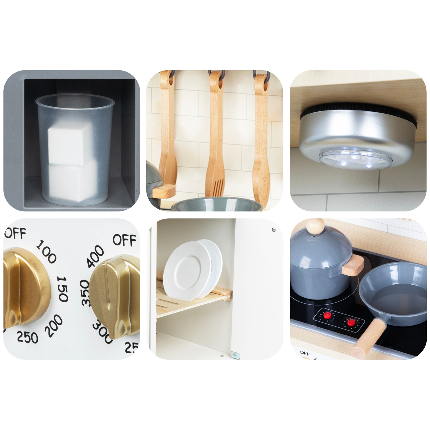 Интерактивна XXL дървена кухня с аксесоари и LED осветление - на две нива