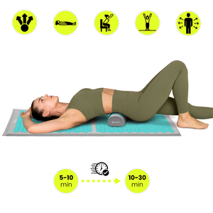 Голяма постелка за акупресура с възглавница и калъф - 130 см HyperMotion сиво-ментово