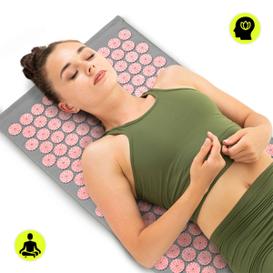 Акупресурна постелка с възглавница и калъф - 72 см HyperMotion сиво и розово