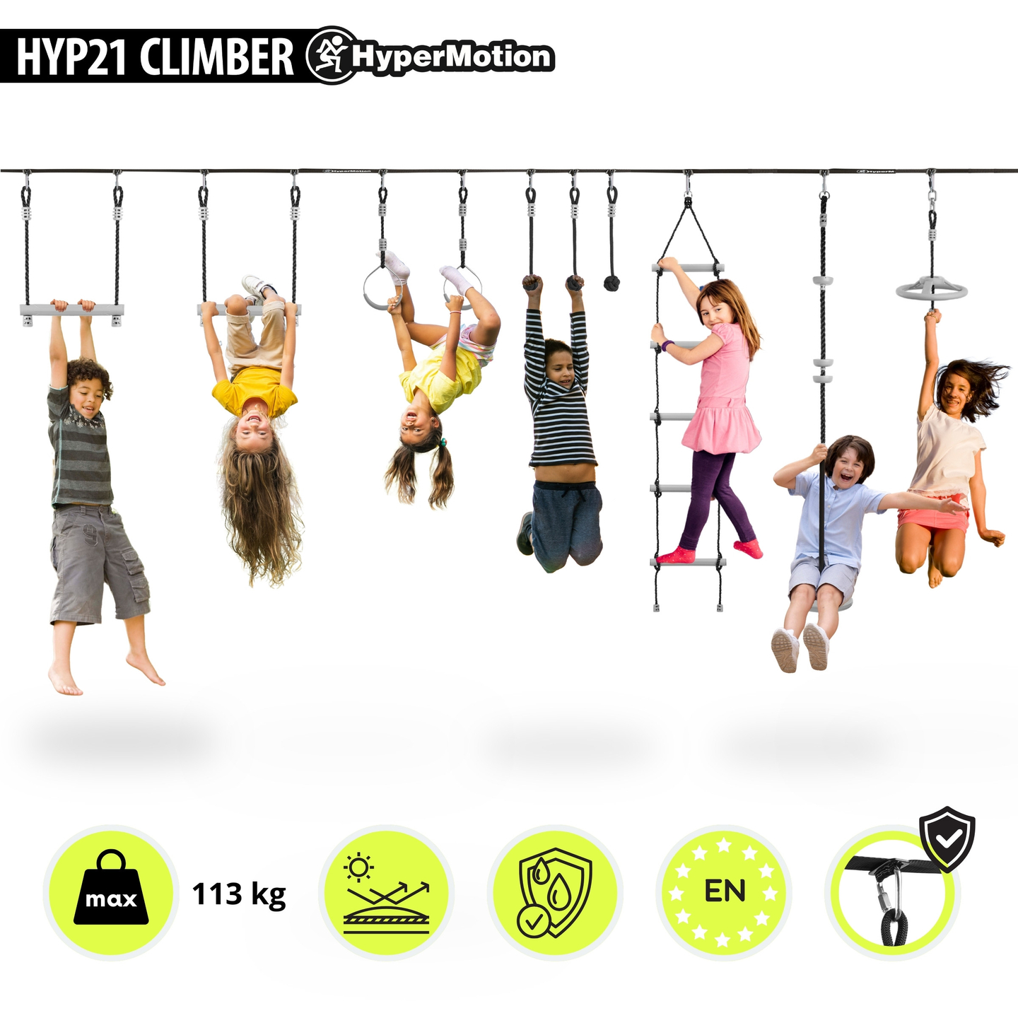 Пътека с нинджа препятствия за деца - комплект HyperMotion slackline - 10 препятствия