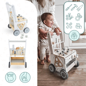 Дървена проходилка, буталка + работилница 3 в 1 - 47 елемента