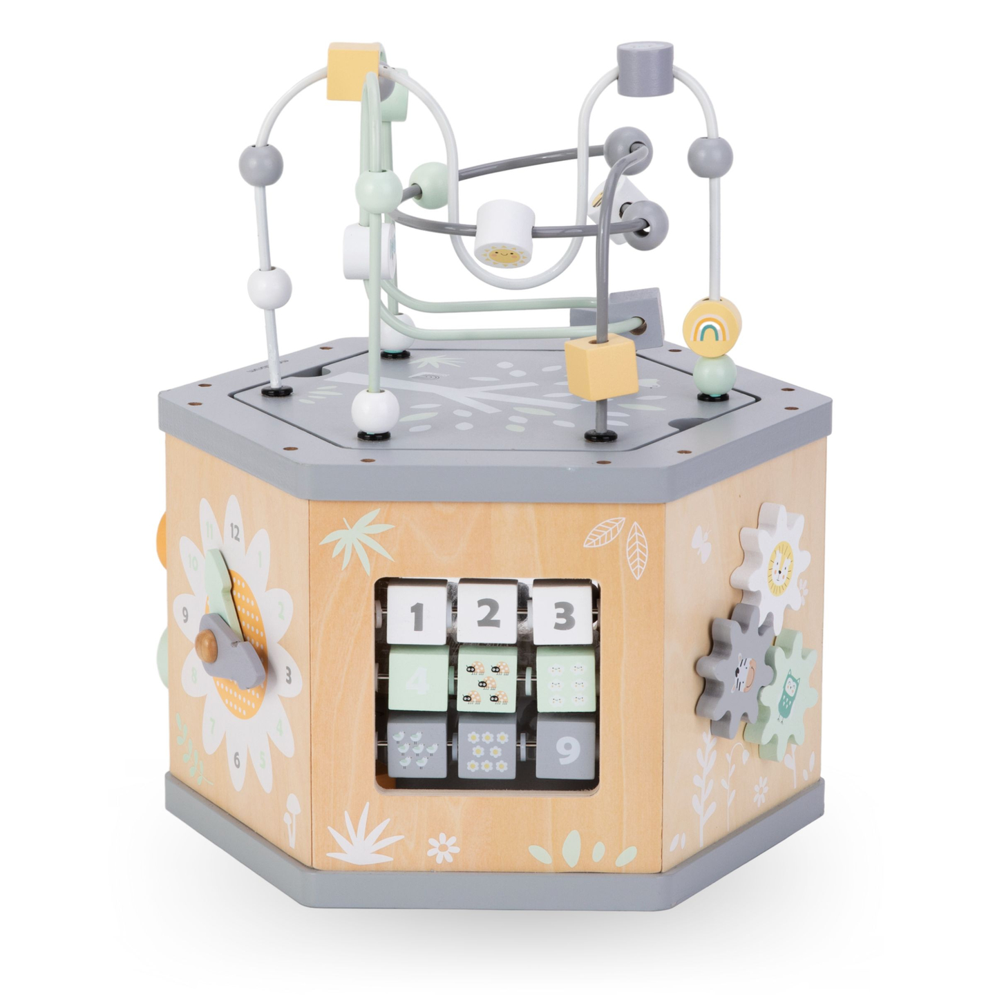 Интерактивен дървен образователен куб 7 в 1 - моторен цикъл