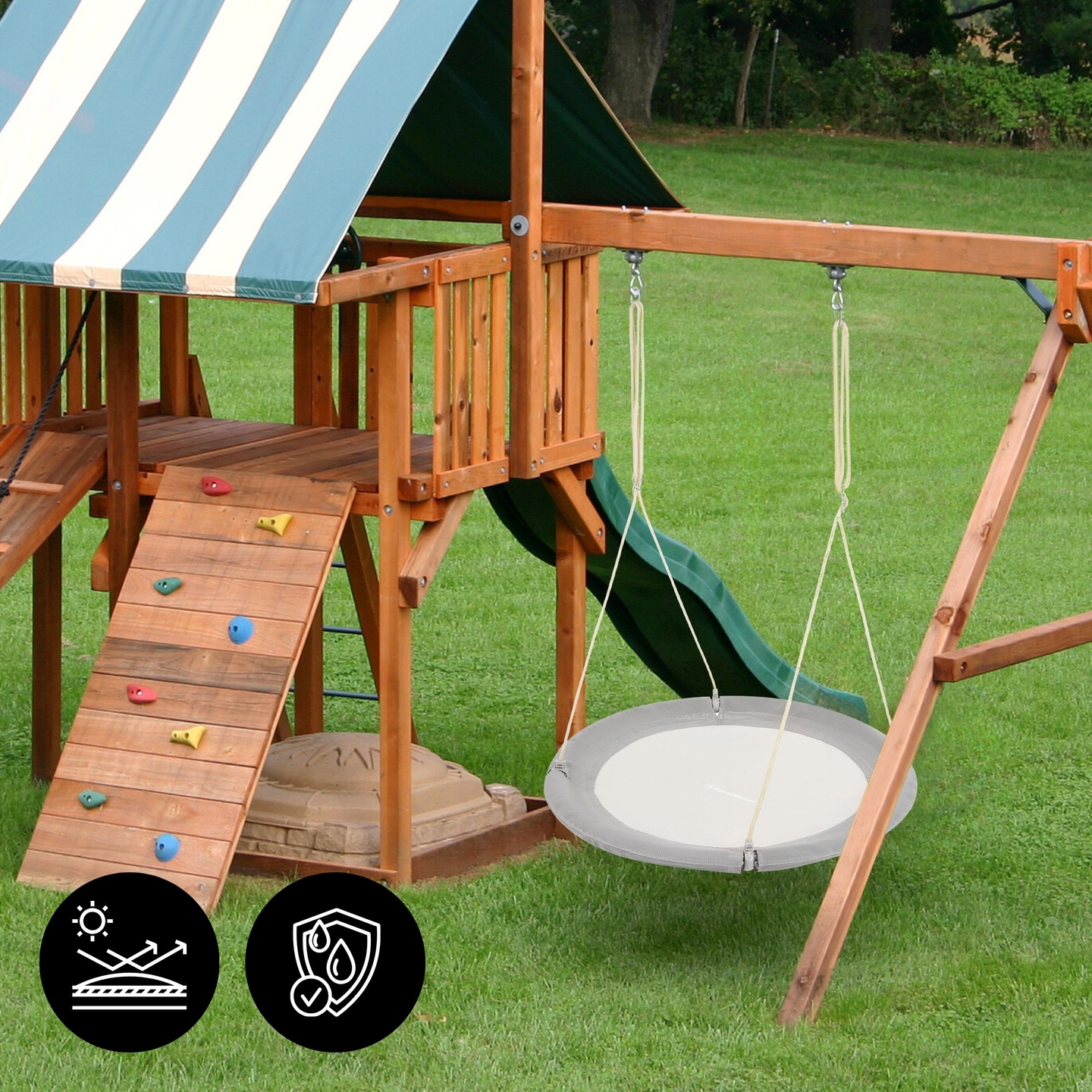 Люлка с щъркелово гнездо HyperMotion - диаметър 100 см, сив цвят