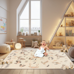 Двустранно сгъваема постелка от дунапрен 180 x 120 x 1cm - Magic Forest/Autumn Streets - boho