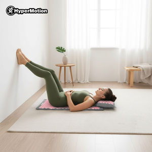 ЕКО ленена постелка за акупресура с кокосови влакна и възглавница от елда – 68 см HyperMotion сива и розова