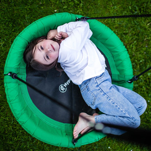 Двойна градинска люлка с рамка и въжета - седалка и щъркелово гнездо