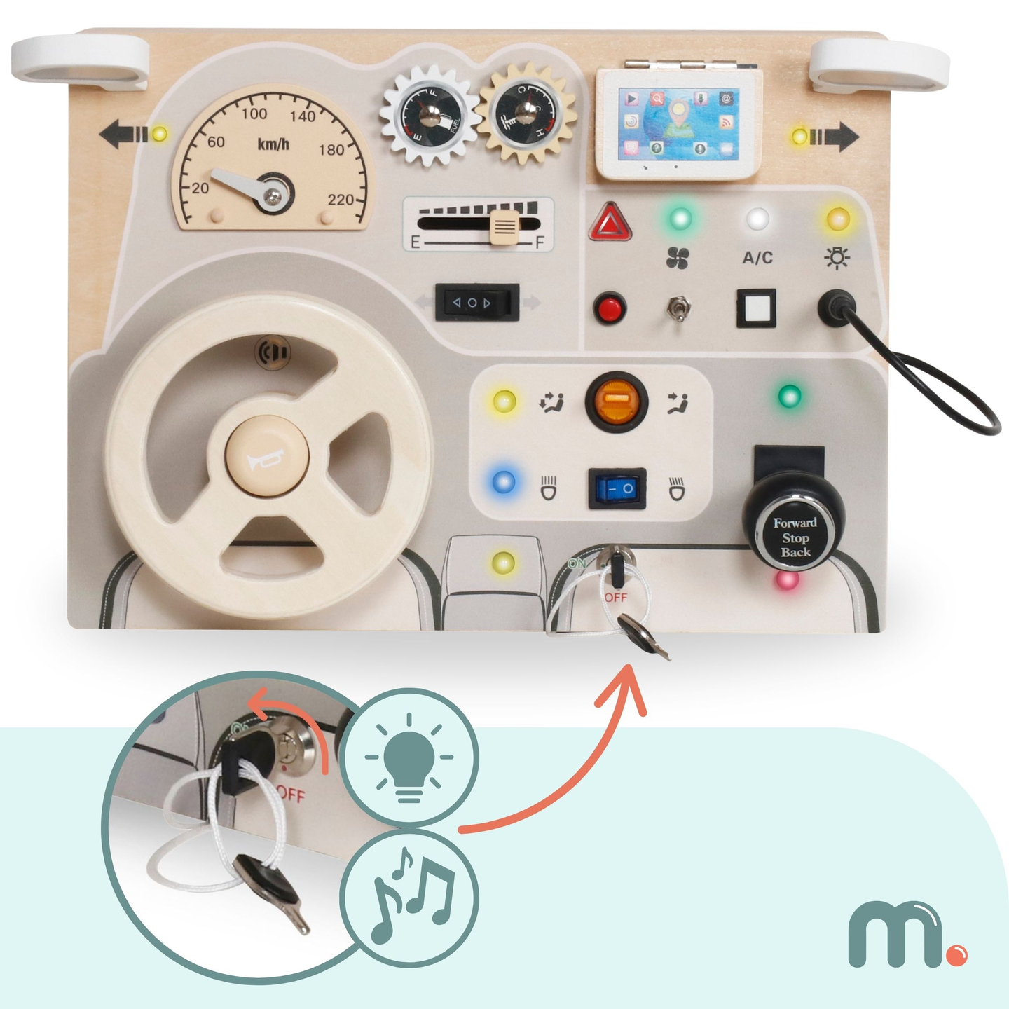 Монтесори дървена дъска за игра за малки деца - табло за кола