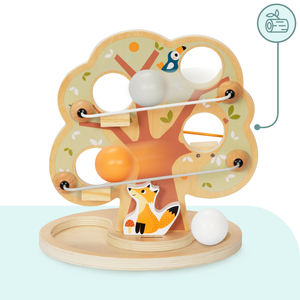 Дървена писта за пързаляне с топка - Зелено дърво