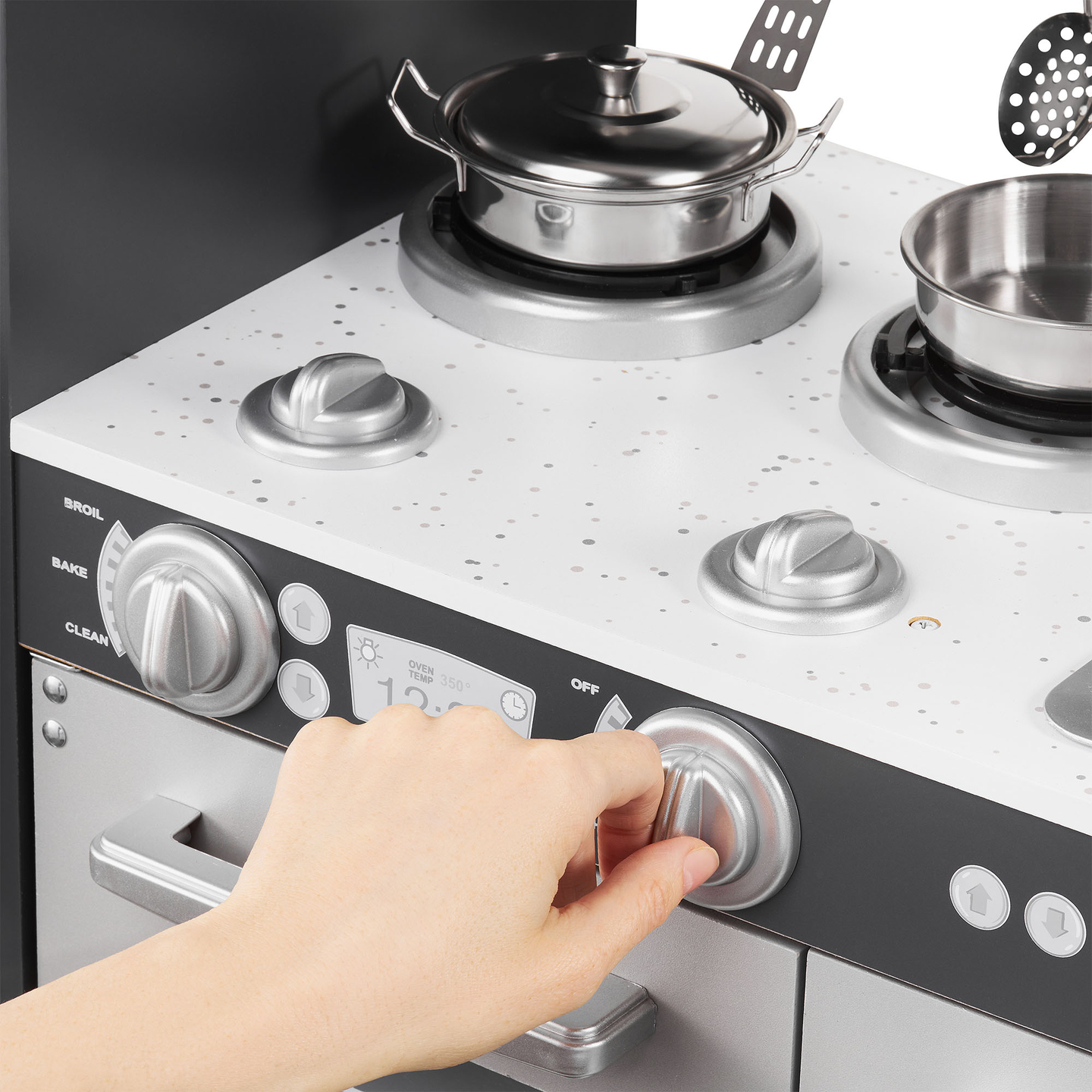 XXL дървена кухня с LED осветление, престилка и аксесоари