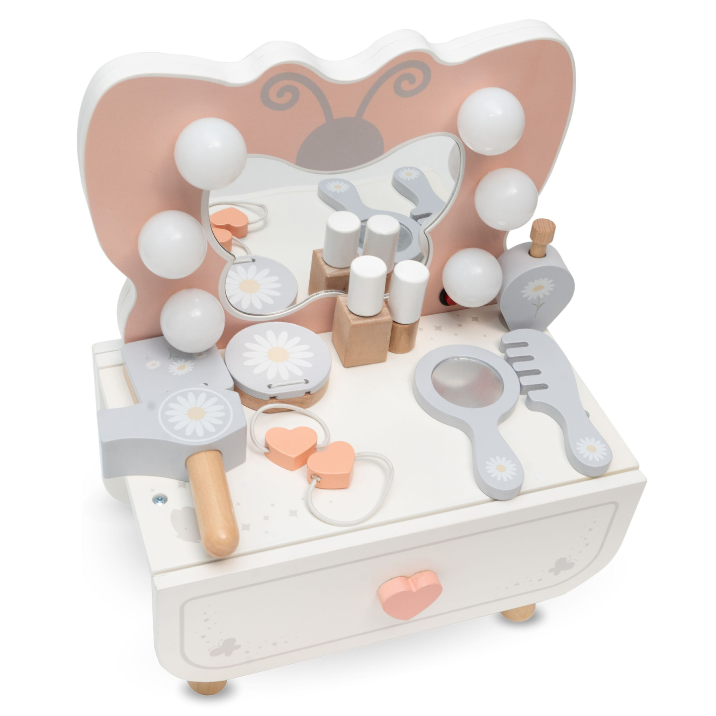 Дървена мини тоалетка с LED осветление - Butterfly