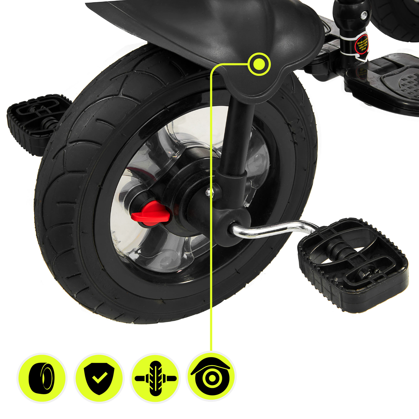 Триколка за деца от 1 до 4 години - TOBI FREY - розов цвят - въртяща се - помпени колела + бутало